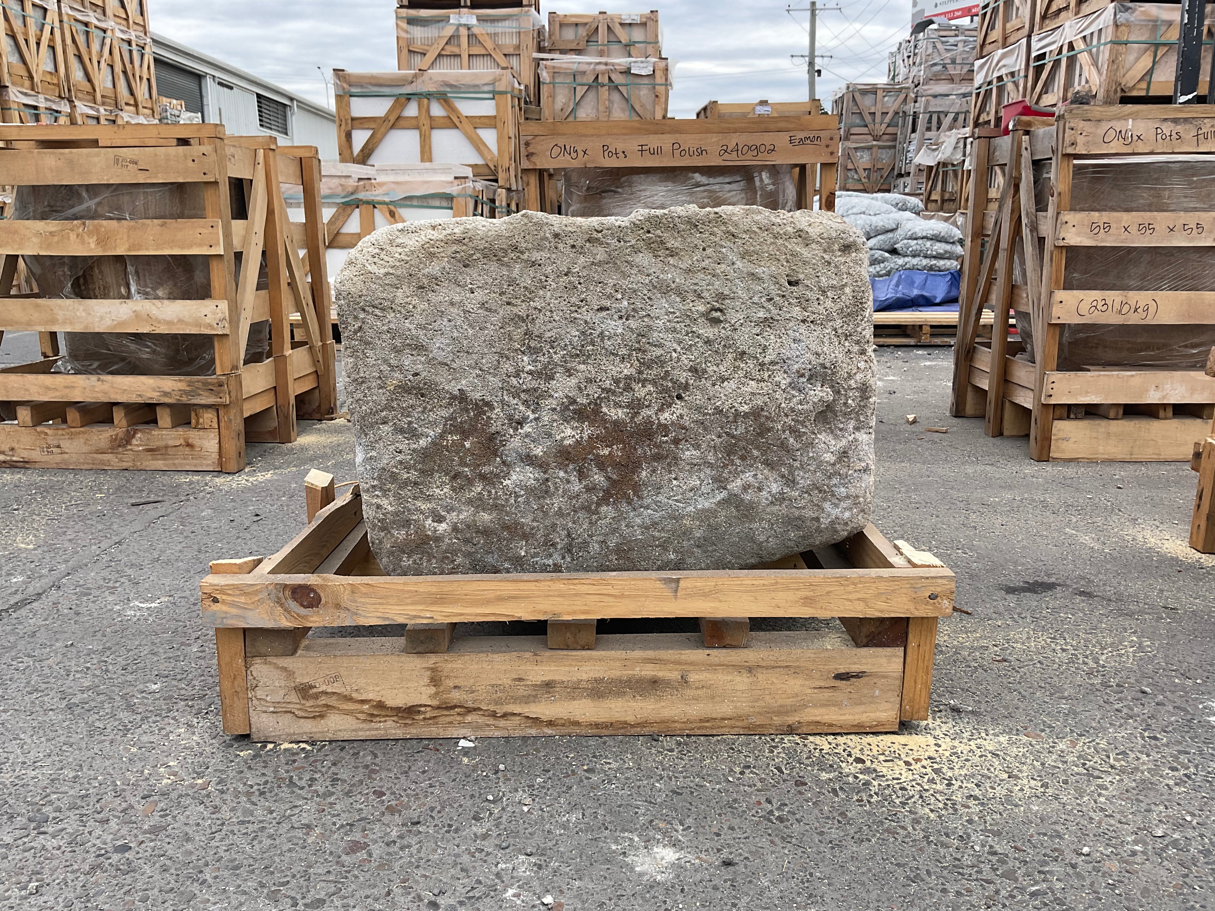 Hand Chiseled Limestone Planter Box - 70 x 60 x 42 cm