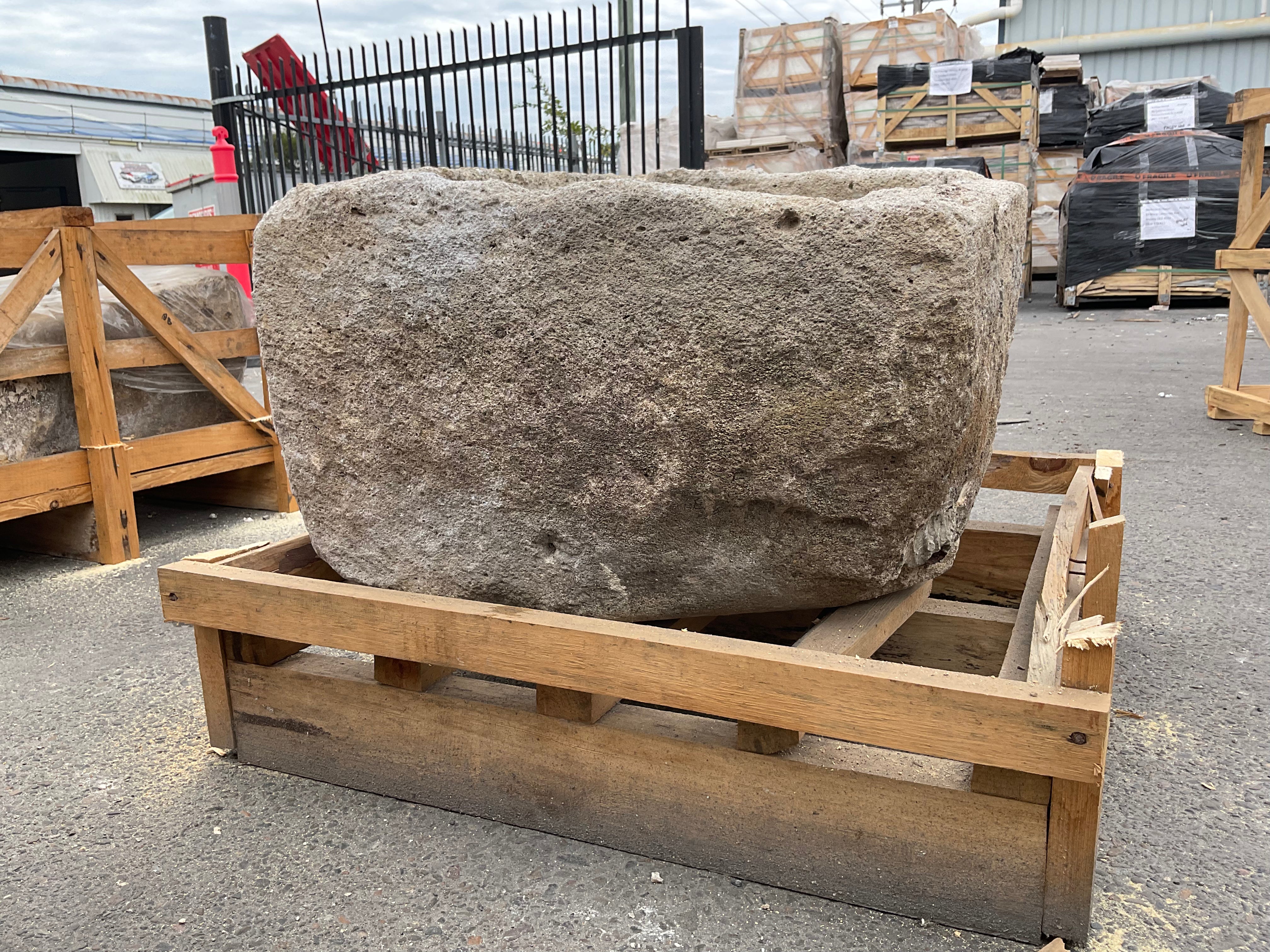 Hand Chiseled Limestone Planter Box - 70 x 60 x 42 cm