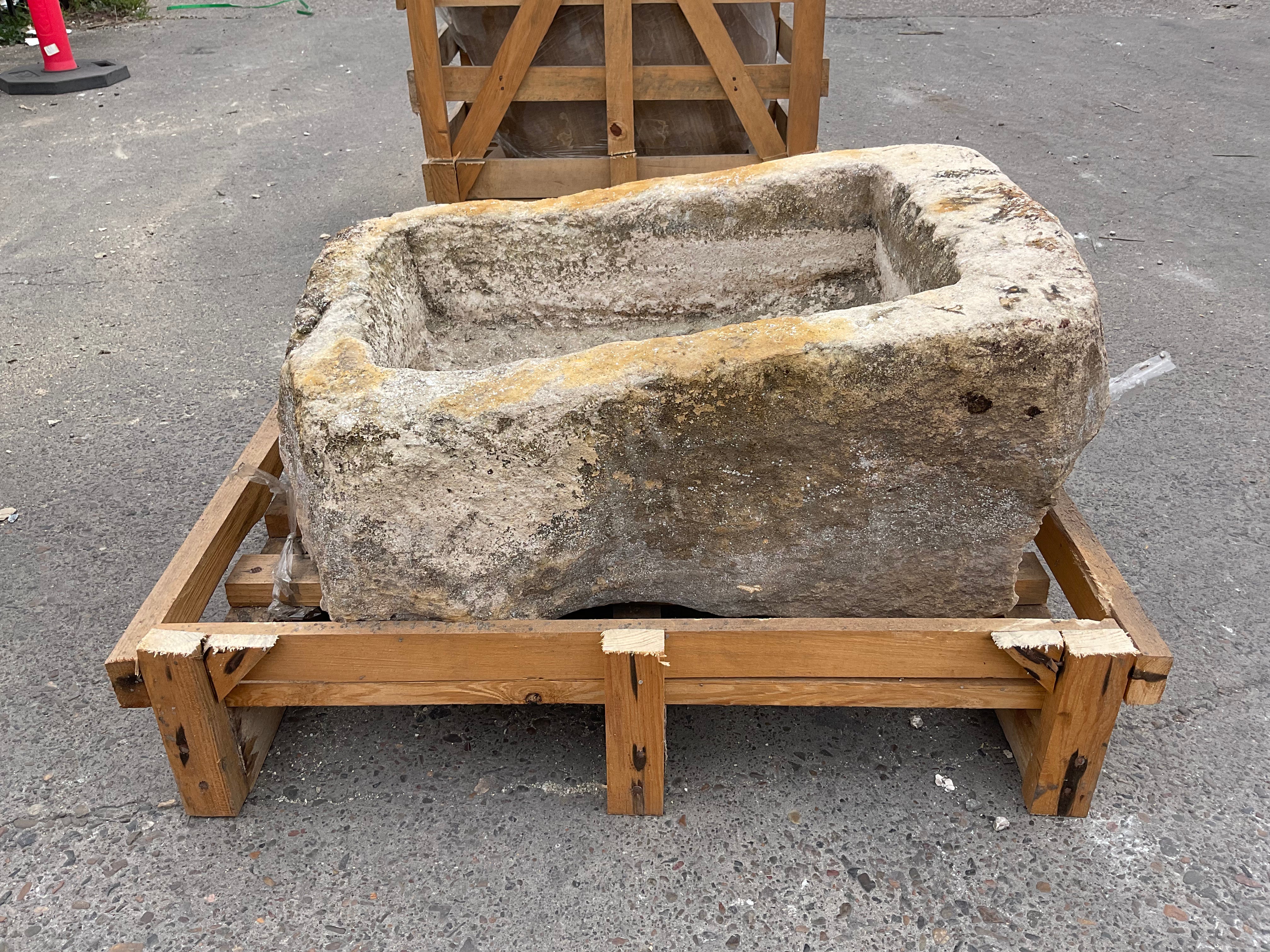 Hand Chiseled Limestone Planter Box - 72 x 50 x 35 cm