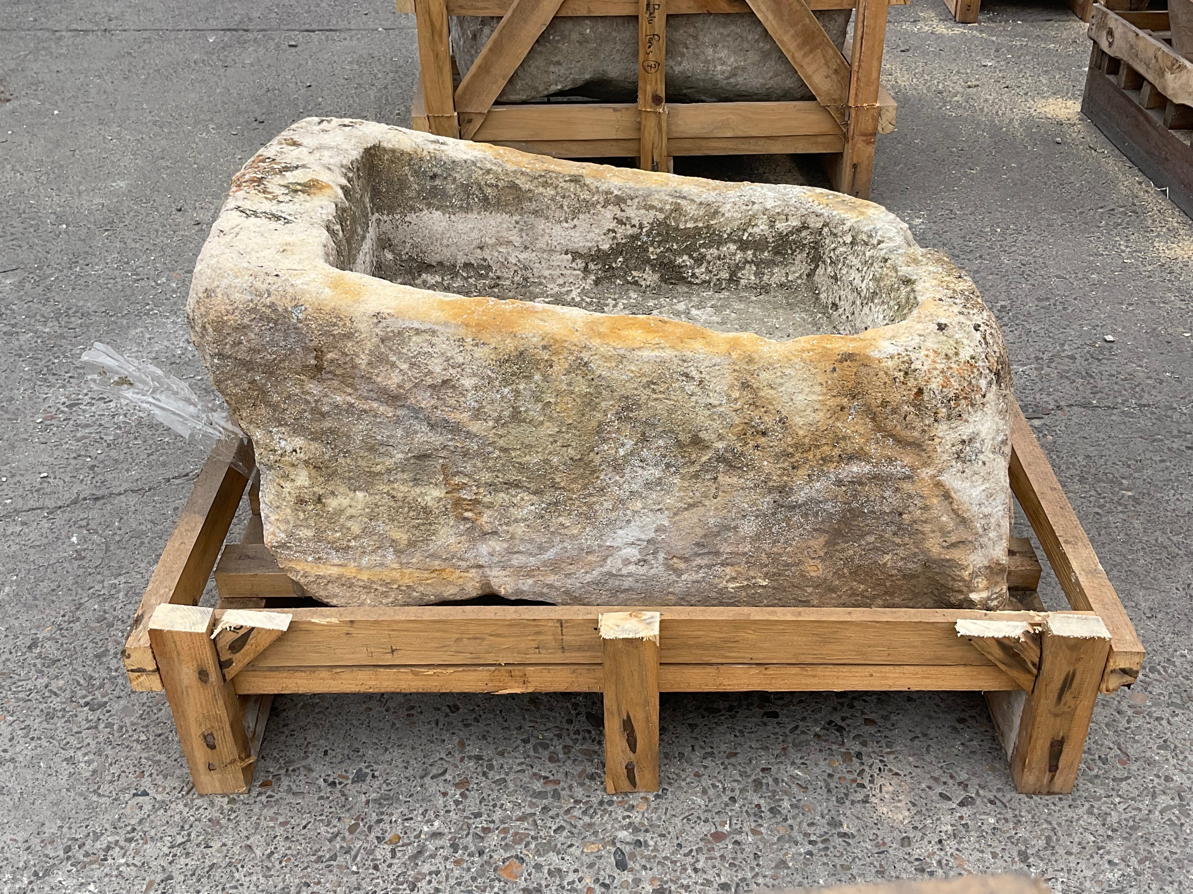 Hand Chiseled Limestone Planter Box - 72 x 50 x 35 cm