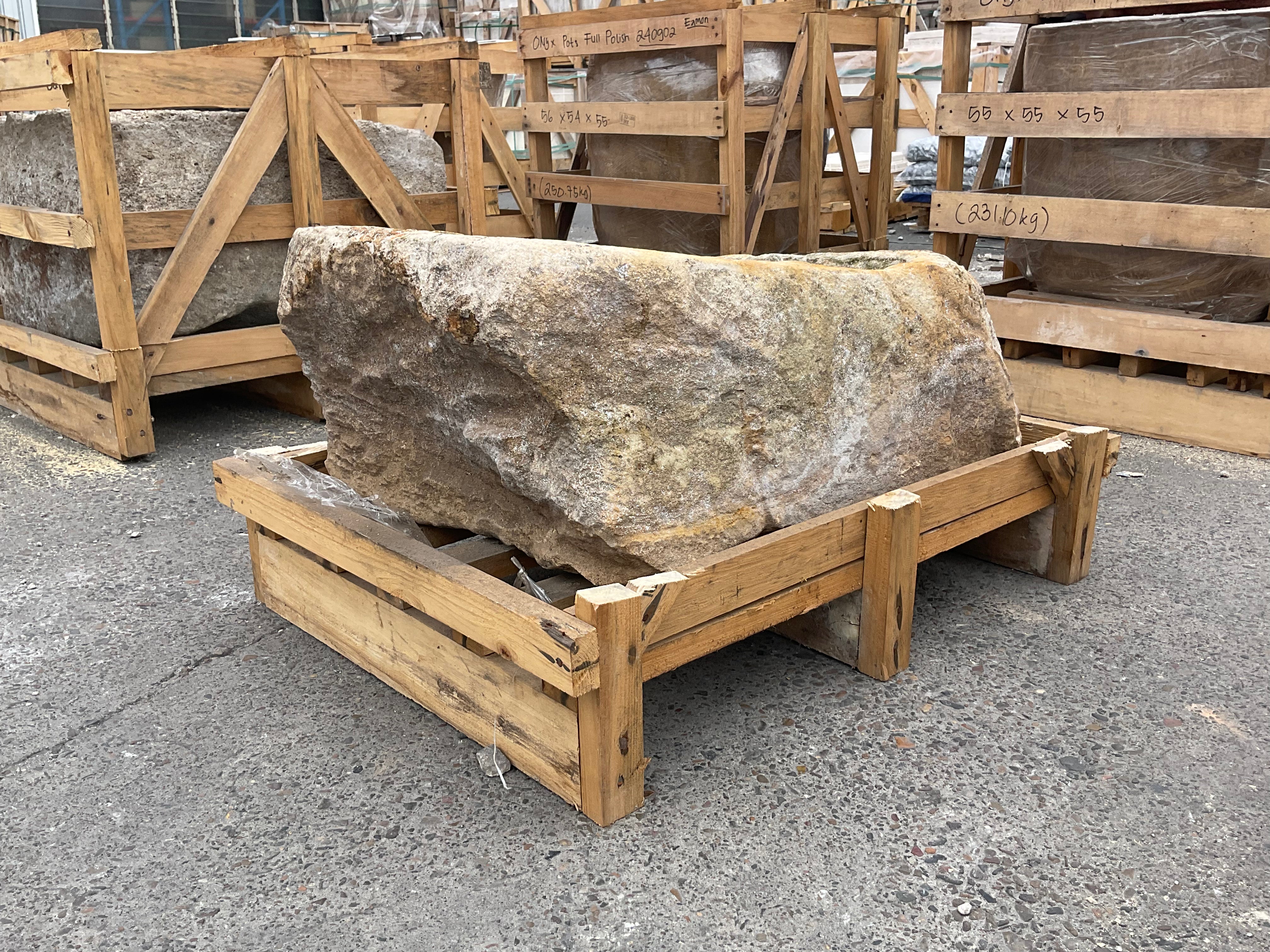 Hand Chiseled Limestone Planter Box - 72 x 50 x 35 cm