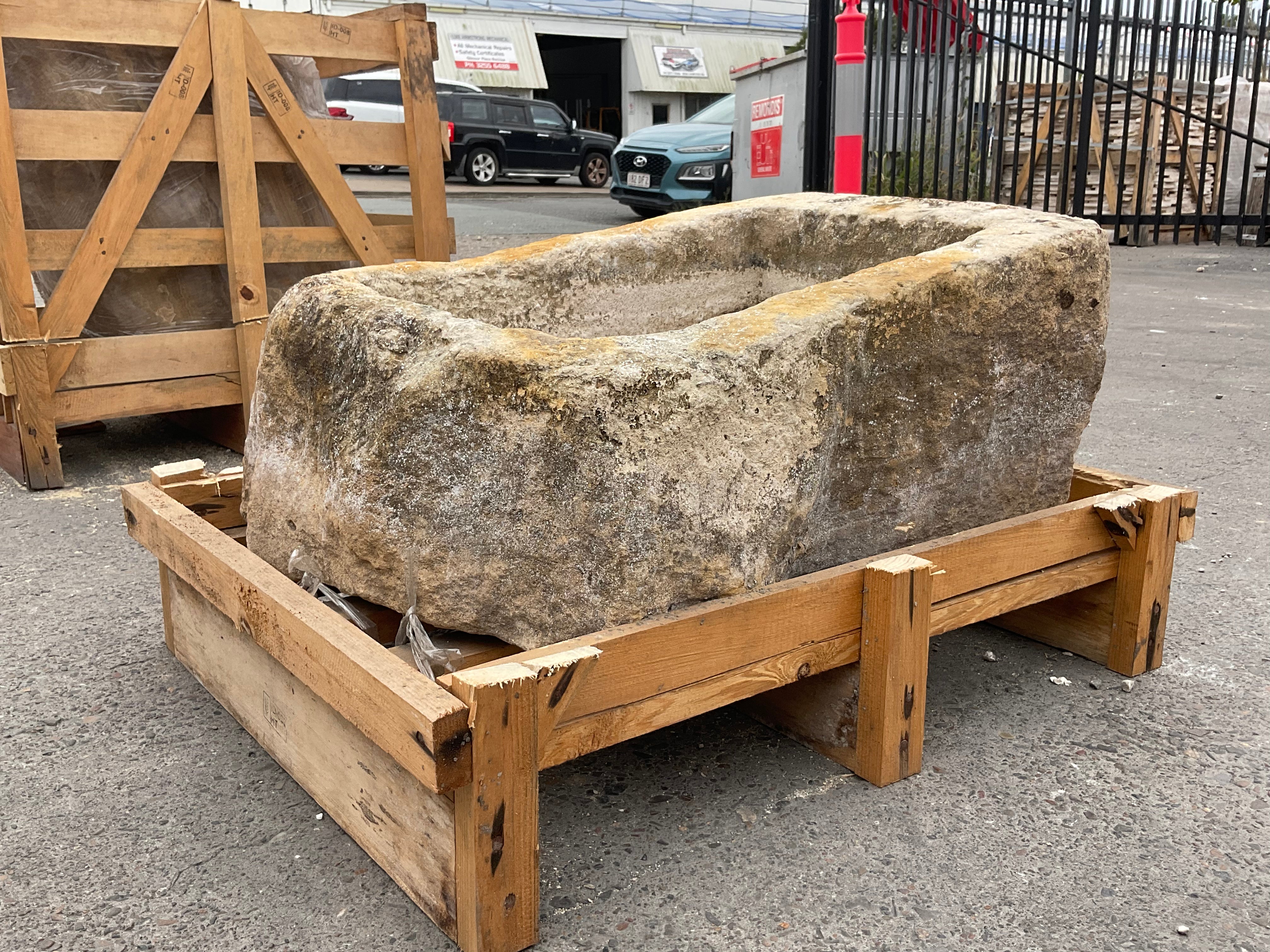 Hand Chiseled Limestone Planter Box - 72 x 50 x 35 cm