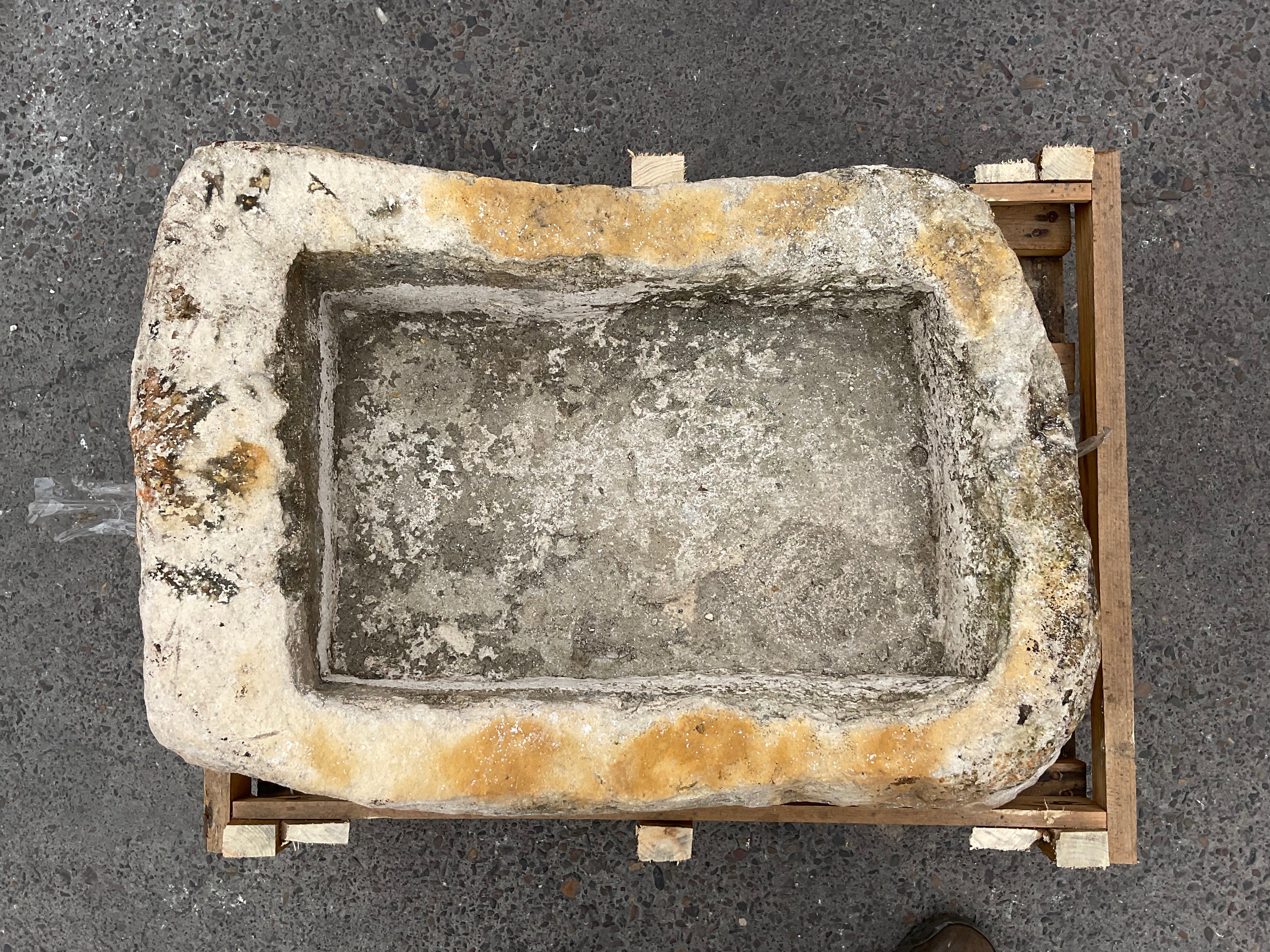 Hand Chiseled Limestone Planter Box - 72 x 50 x 35 cm
