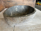 Handmade Natural Oval River Stone Bathroom Basin - RM2306092