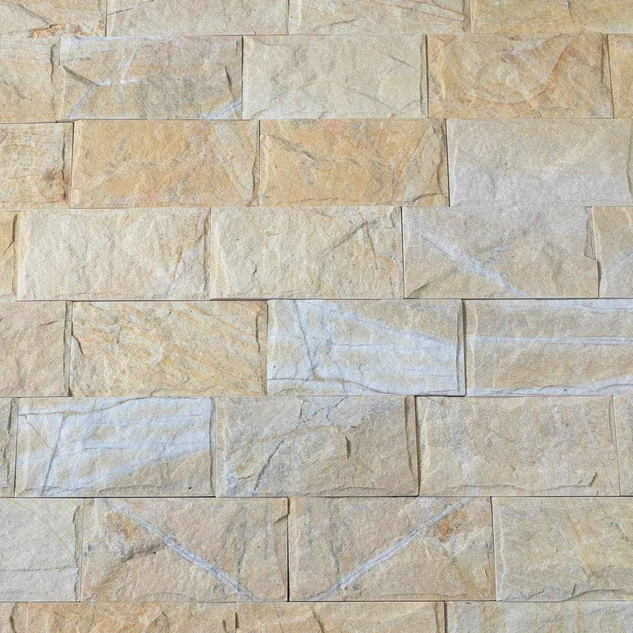 Natural Stacked Stone Feature Wall Cladding Panels - Golden Mushroom ...