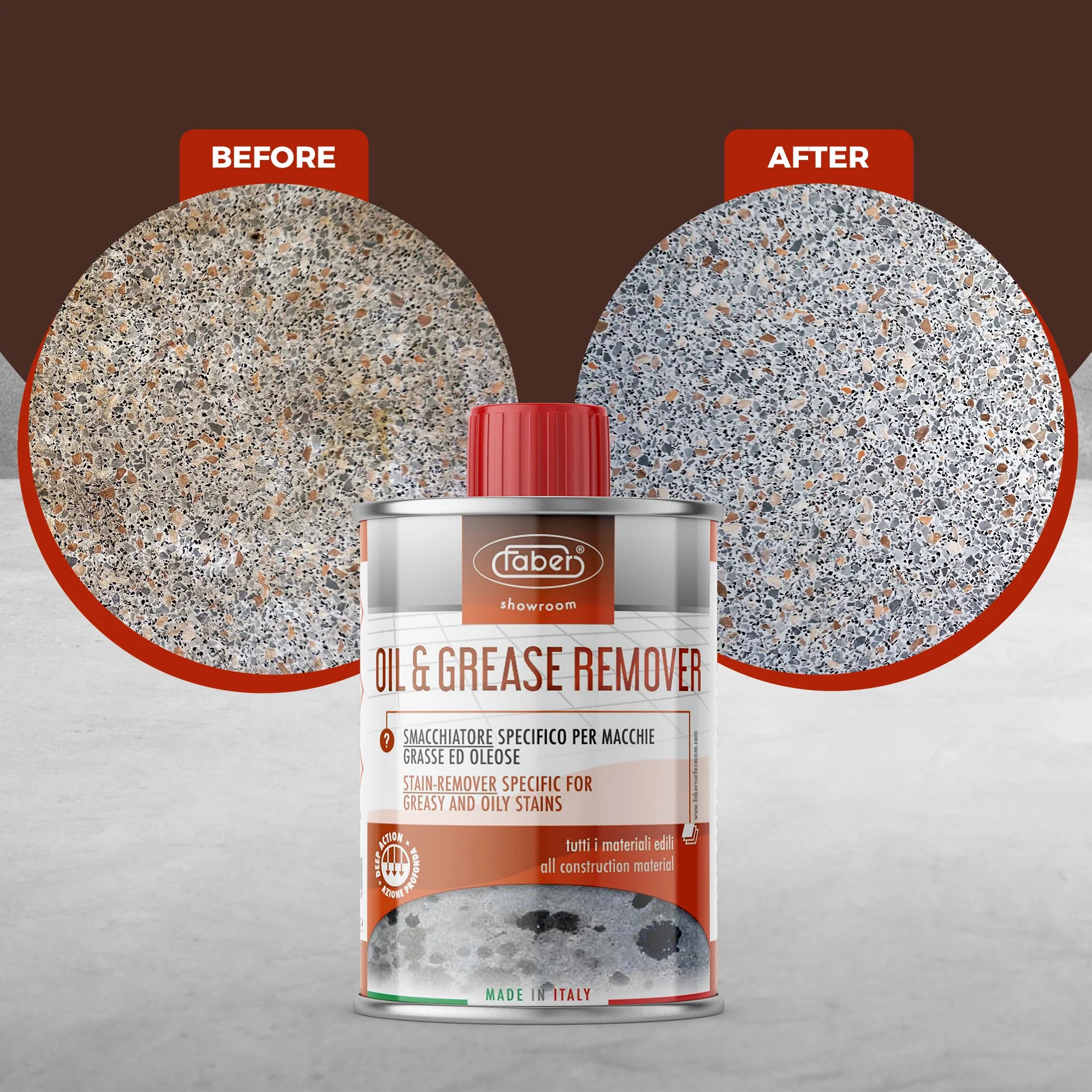 Faber Oil & Grease Remover – Solvent-Based Deep Stain Extractor for Cooking Oil & Engine Oil on Stone