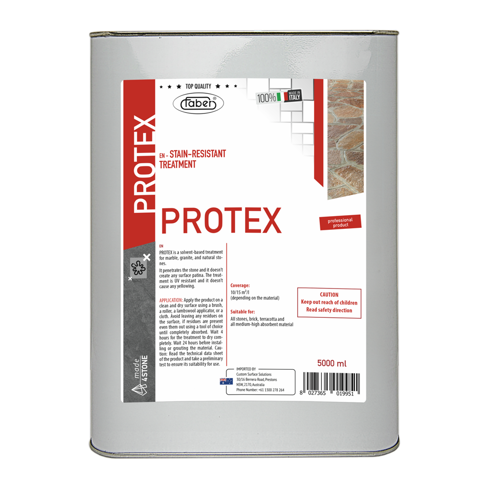 Faber Protex Natural Look Stone Sealer – Solvent-Based Stain Protection for Marble & Granite
