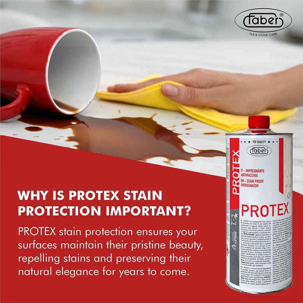 Faber Protex Natural Look Stone Sealer – Solvent-Based Stain Protection for Marble & Granite