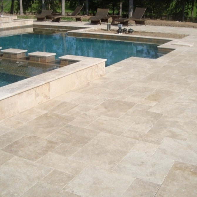 Travertine Tumbled Paver & Tile - French Set 12mm - Classic Stone and Rock