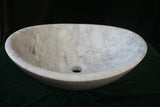 Carrara White Marble Oval and Round Basin - Natural Stone - Sink Bowl
