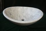 Carrara White Marble Oval and Round Basin - Natural Stone - Sink Bowl