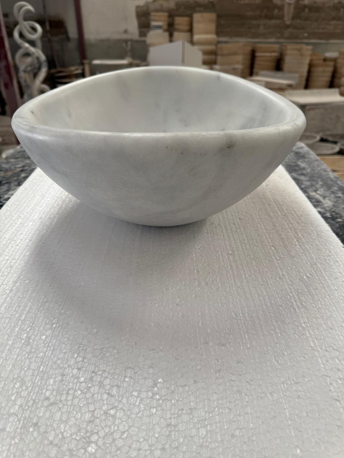 Turkish White Mist Marble Oval and Round Basins - Natural Stone - Sink Bowl