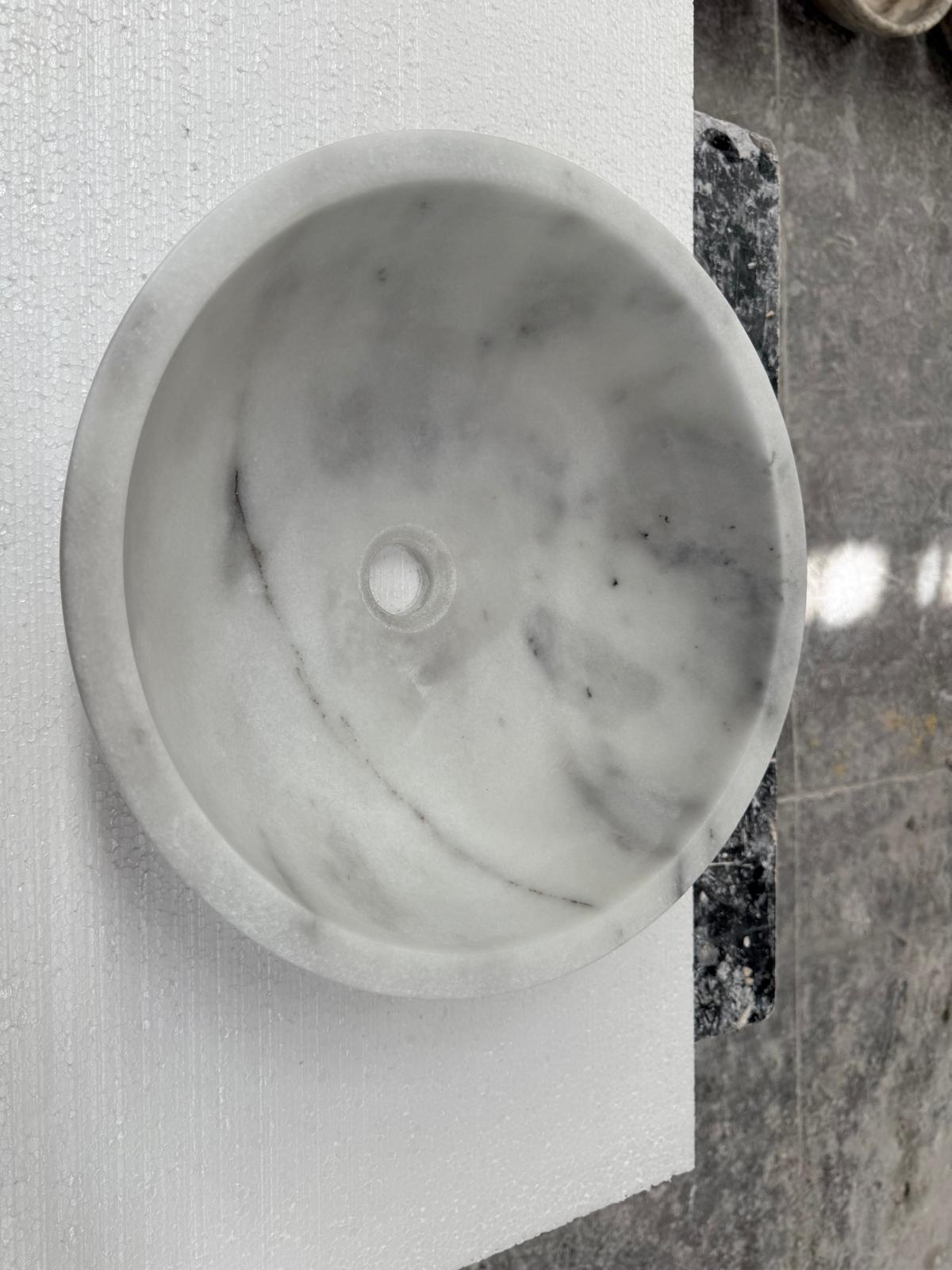 Turkish White Mist Marble Oval and Round Basins - Natural Stone - Sink Bowl