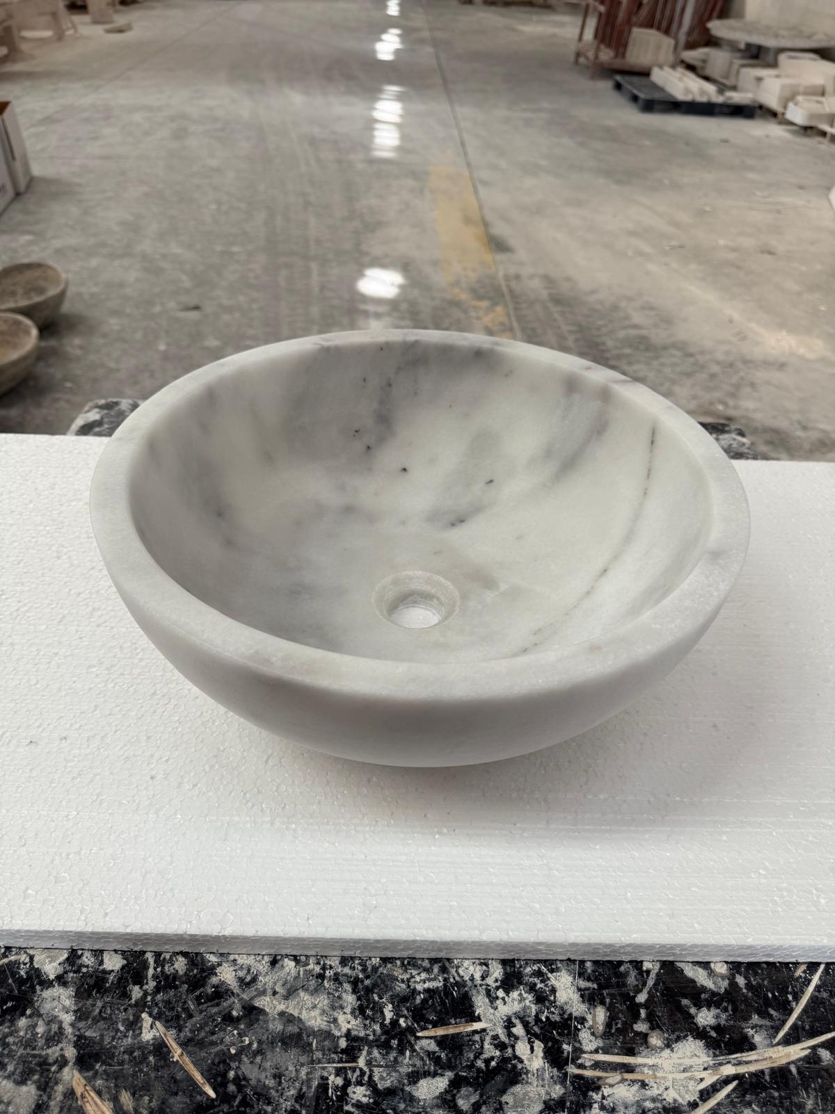 Turkish White Mist Marble Oval and Round Basins - Natural Stone - Sink Bowl