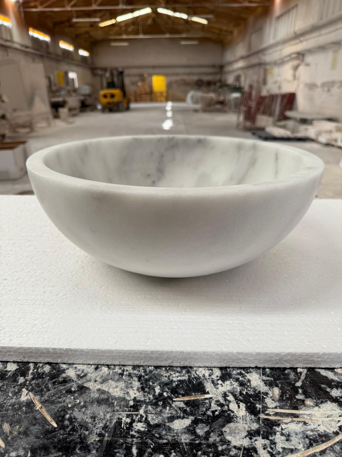 Turkish White Mist Marble Oval and Round Basins - Natural Stone - Sink Bowl