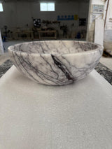 Lilac White Veined Marble Round Basin - Natural Stone - Sink Bowl
