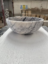 Lilac White Veined Marble Round Basin - Natural Stone - Sink Bowl