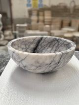 Lilac White Veined Marble Round Basin - Natural Stone - Sink Bowl