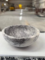 Lilac White Veined Marble Round Basin - Natural Stone - Sink Bowl