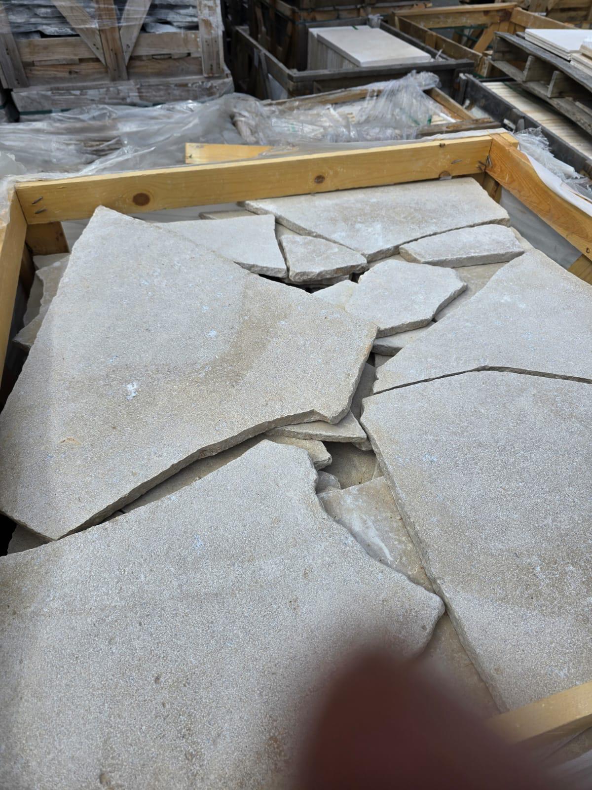 Sinai Pearl Light Limestone Crazy Paver Lightly Sandblasted