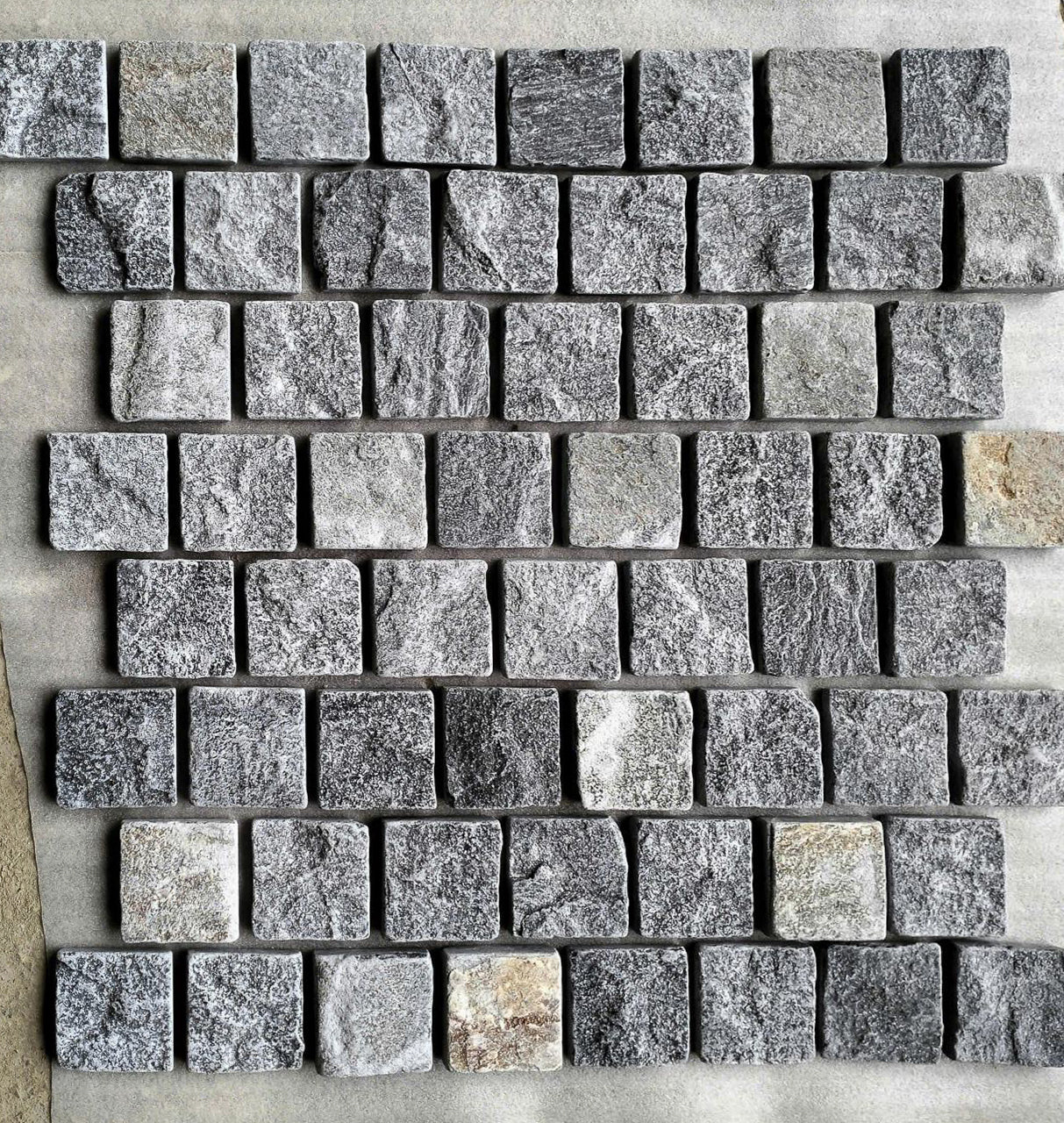 Crystal Grey Marble Cobblestone - Mesh Back - Driveway Paver - Natural Stone