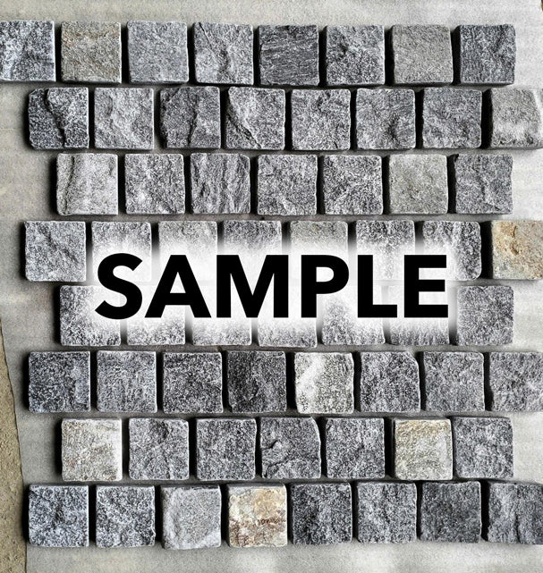 SAMPLE - Argento Grey Marble Cobblestone - Mesh Back - Driveway Paver - Natural Stone