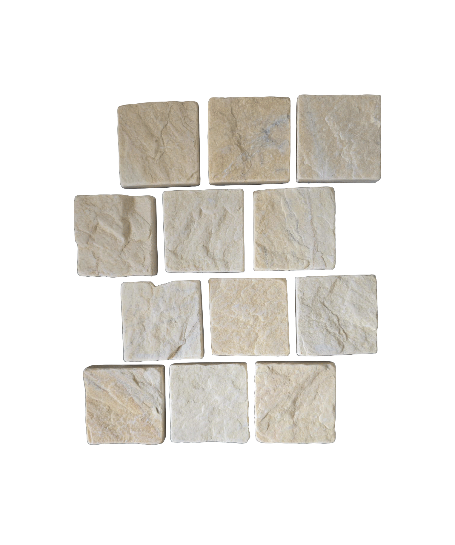 Beige Marble Cobblestone - Mesh Back - Driveway Paver - Natural Stone