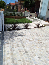 White Beige Cobblestone - Mesh Back - Driveway Paver - Natural Stone