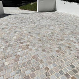 White Beige Cobblestone - Mesh Back - Driveway Paver - Natural Stone