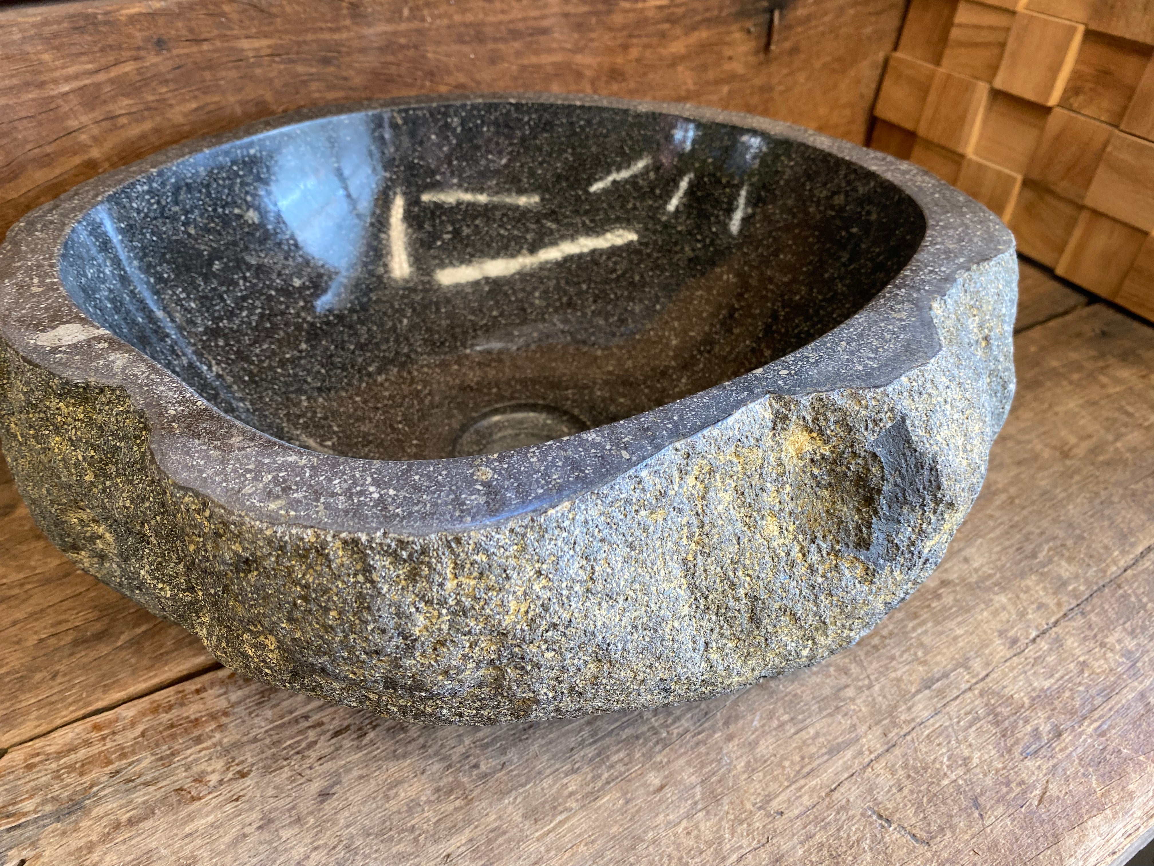 Handmade Natural Oval River Stone Bathroom Basin - RS8