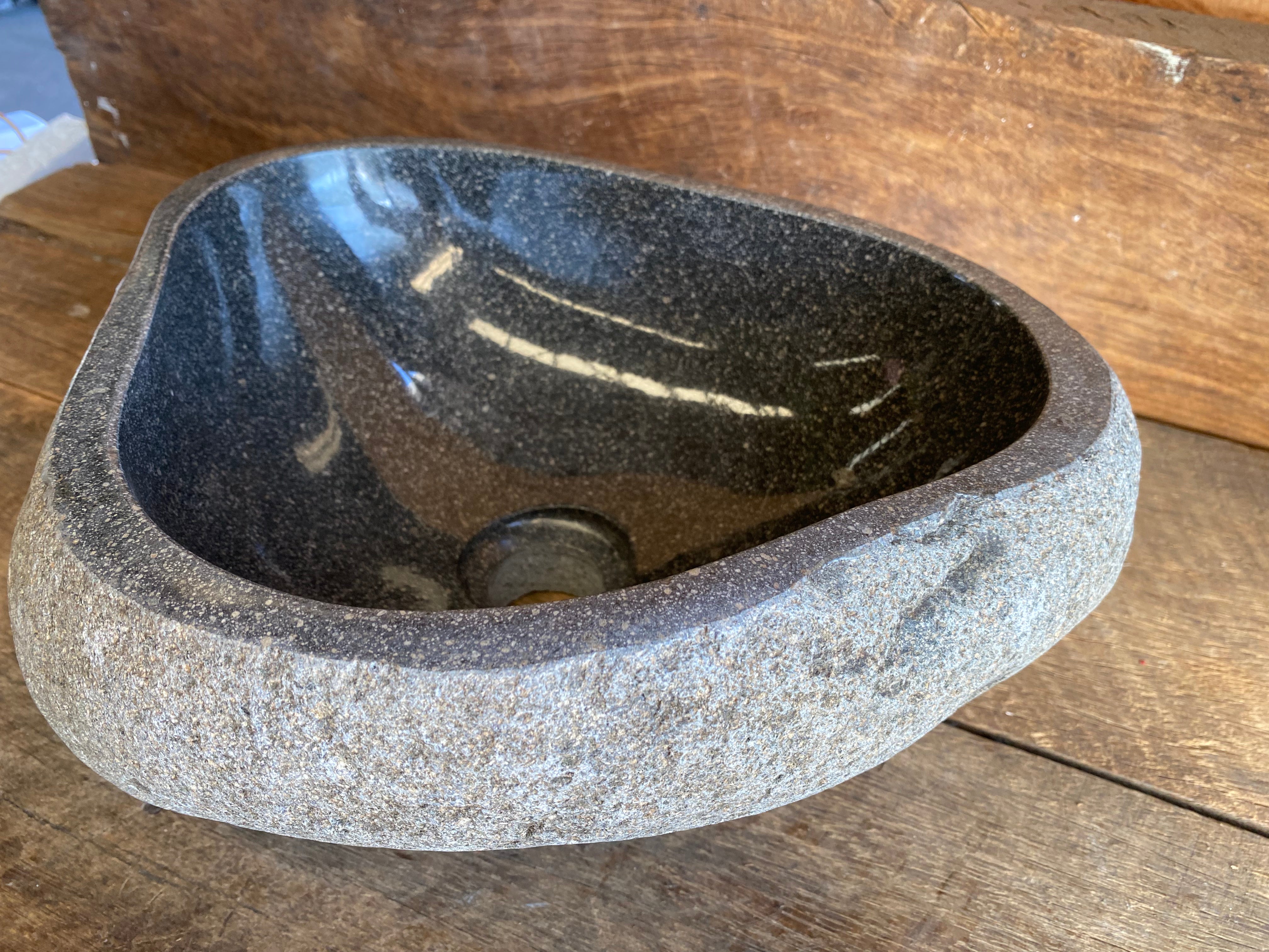 Handmade Natural Oval River Stone Bathroom Basin - RS1