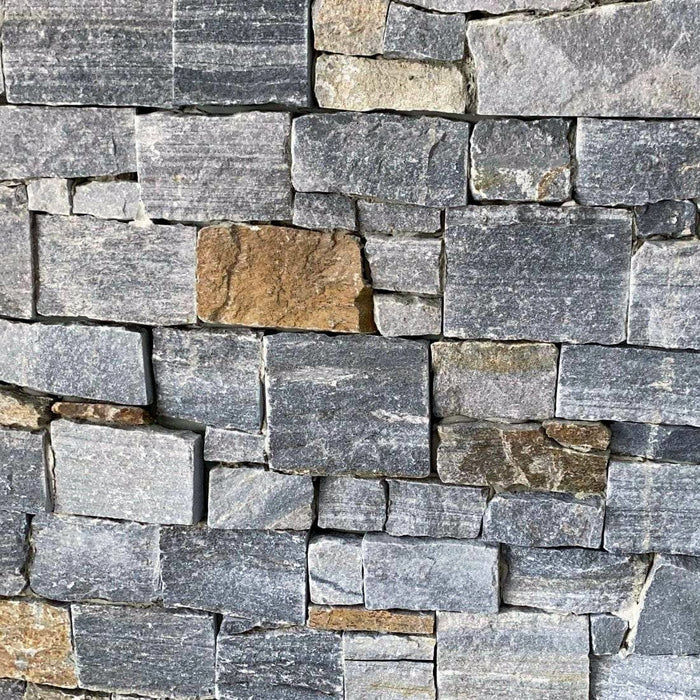Ledgestone wall cladding, blue steel rustic
