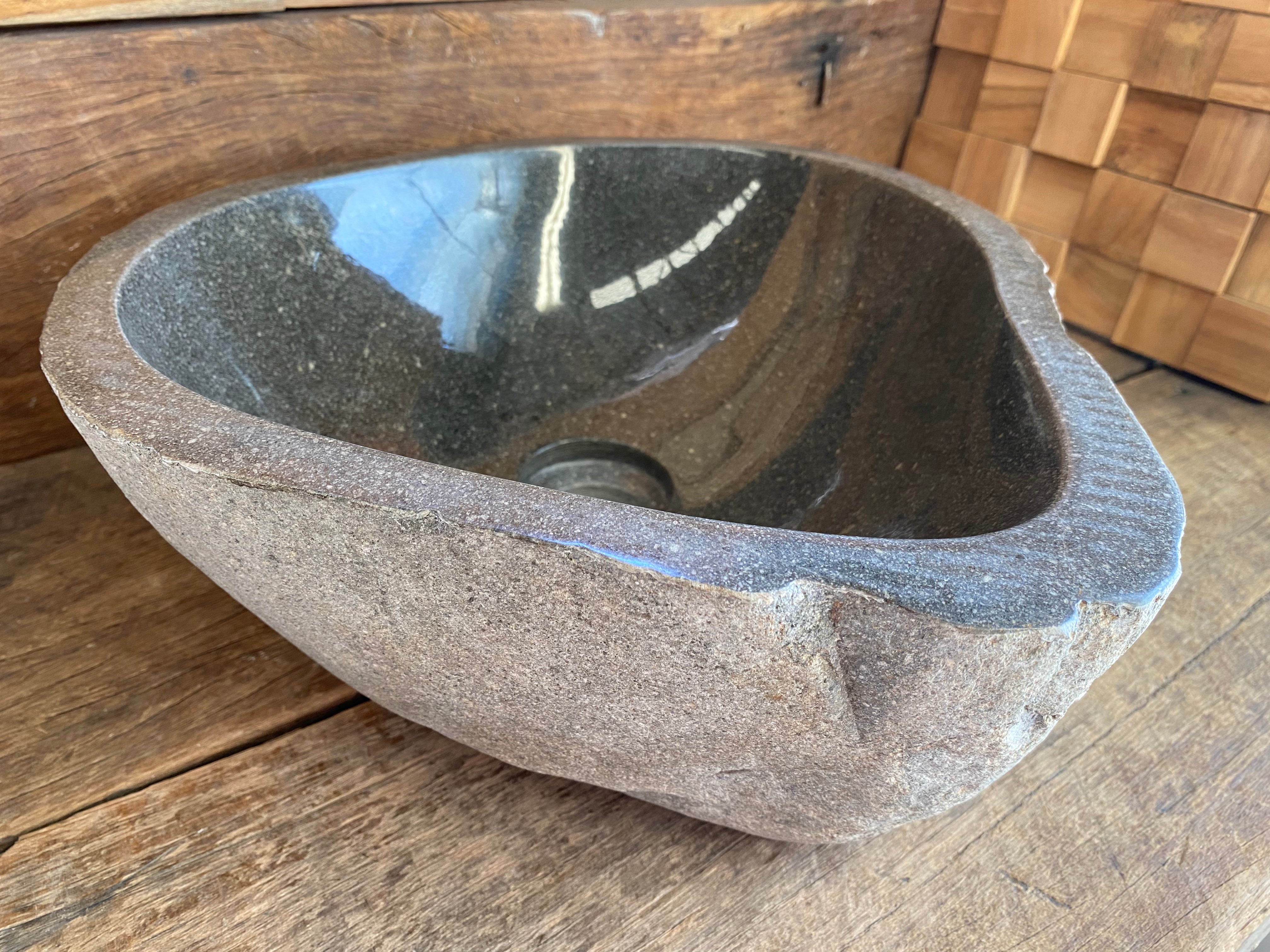 Handmade Natural Oval River Stone Bathroom Basin - RS20