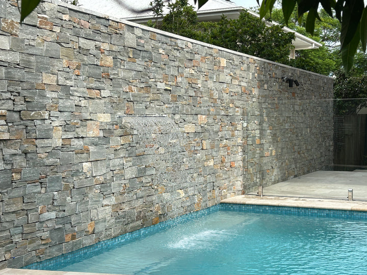 Natural Stone Wall Cladding Ledgestone - Dark Grey Rustic Quartz ...