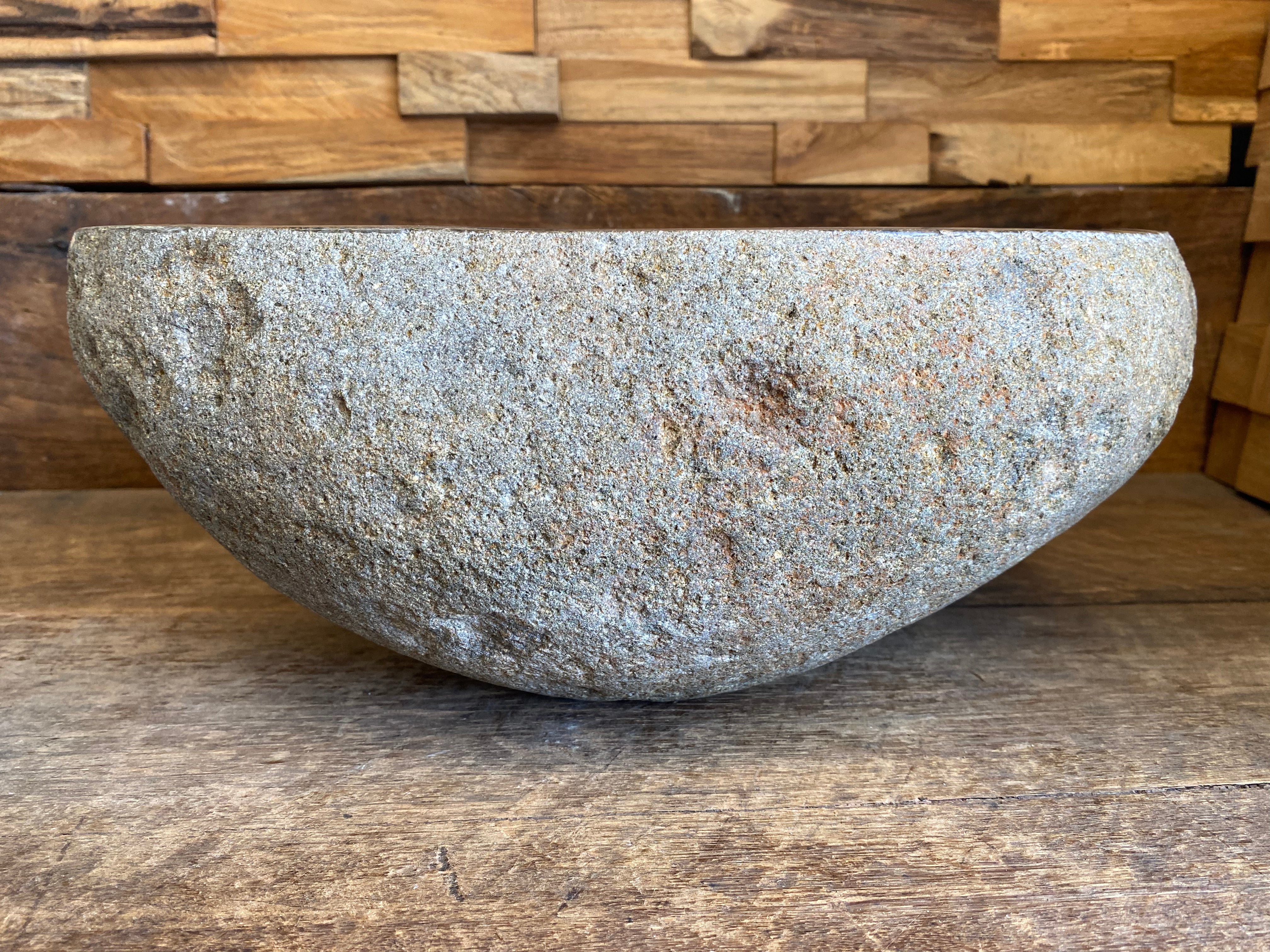 Handmade Natural Oval River Stone Bathroom Basin - RS11