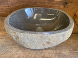 Handmade Natural Oval River Stone Bathroom Basin - RS11