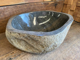 Handmade Natural Oval River Stone Bathroom Basin - RS7