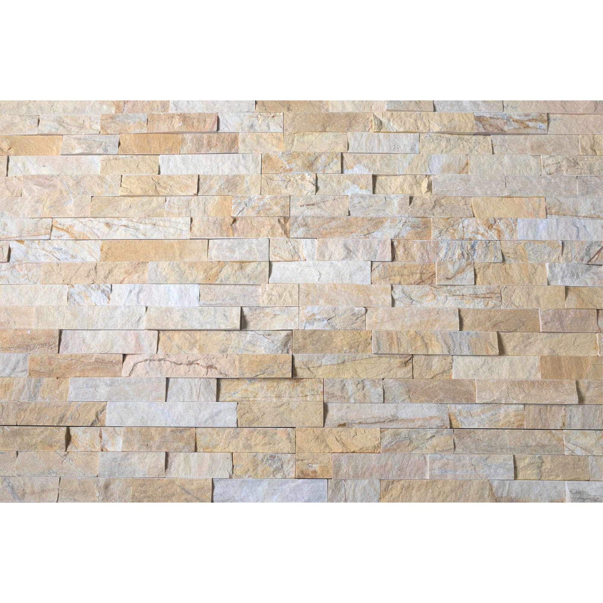 Natural Stacked Stone Wall Cladding Panels - Miami Sands