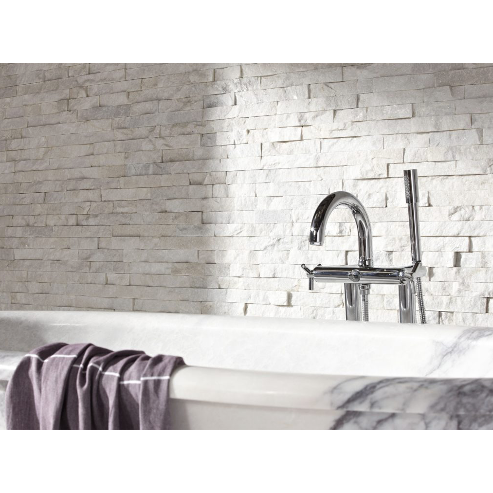 Natural Stacked Stone Wall Cladding Panels - Crystal White – Stone and Rock