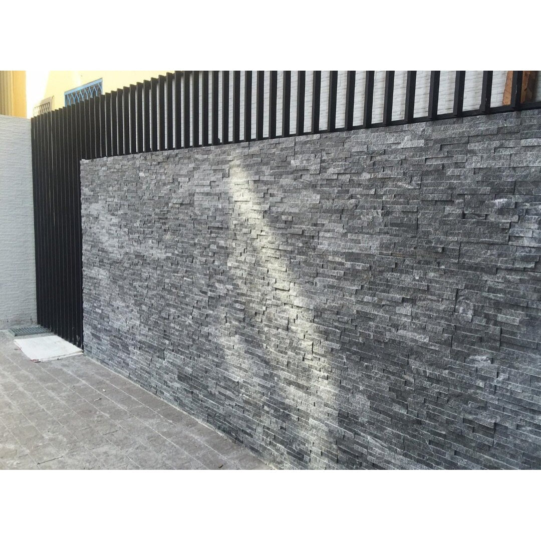 Natural Stacked Stone Wall Cladding Panels - Galaxy Black