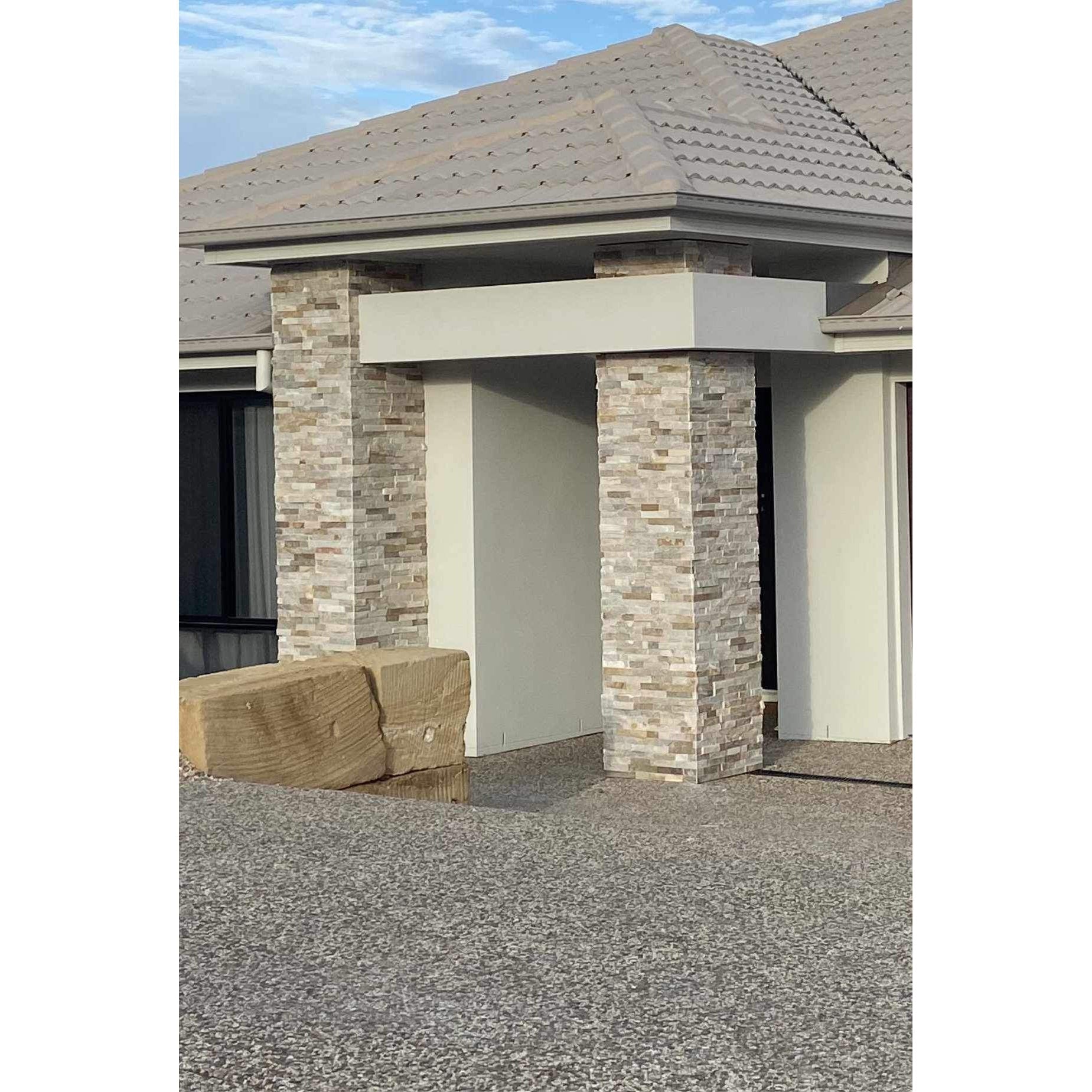 Natural Stacked Stone Wall Cladding Panels - Honey Oyster