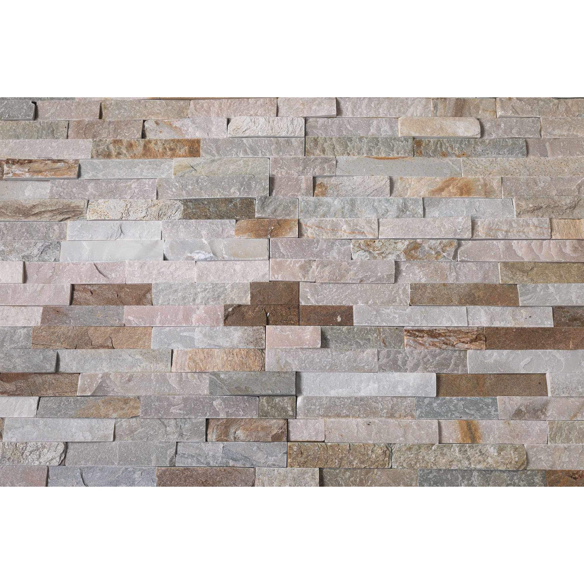 Natural Stacked Stone Wall Cladding Panels - Honey Oyster
