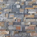 SAMPLE - Natural Stacked Stone Wall Cladding Panels - Rusty Black Montage