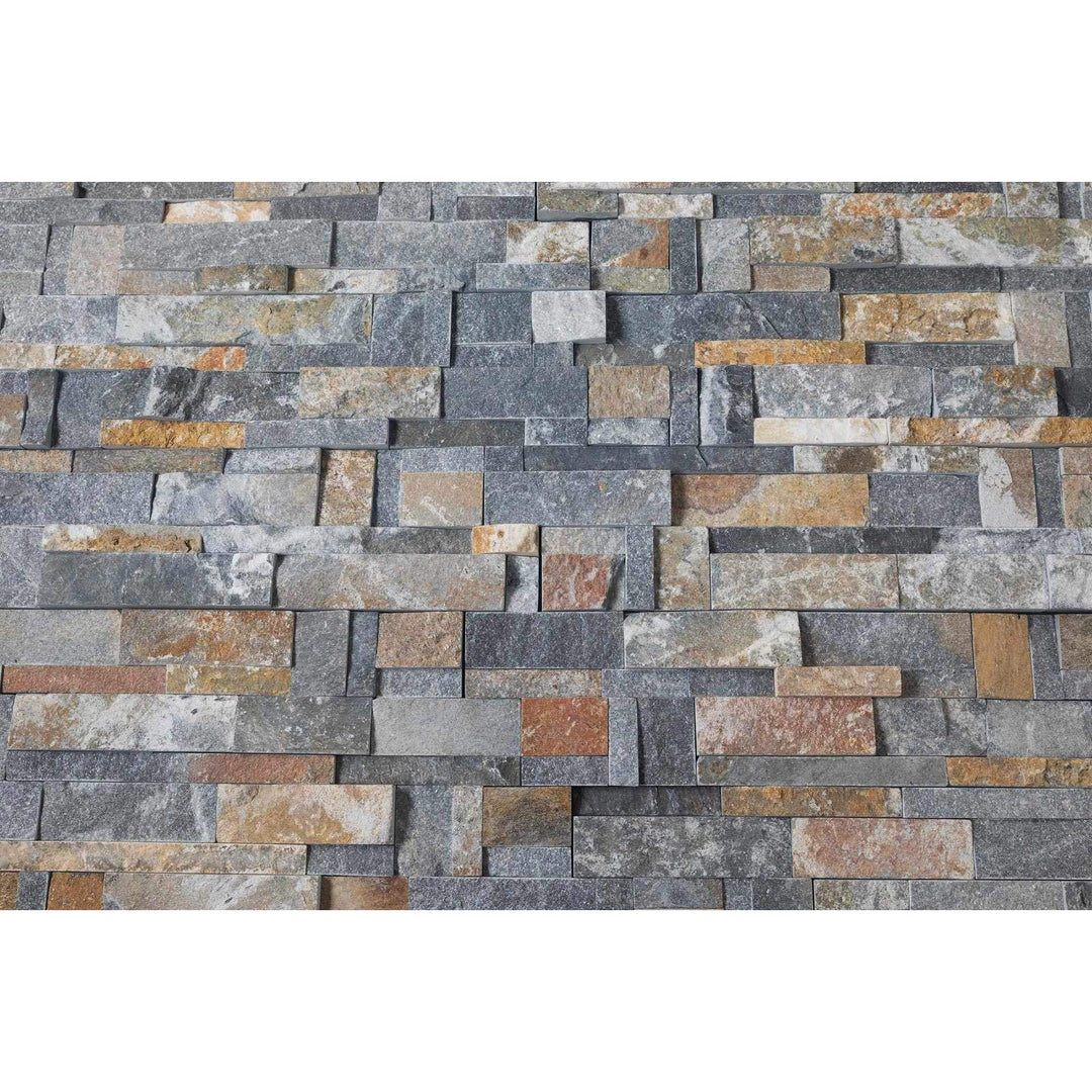 Natural Stacked Stone Wall Cladding Panels - Rusty Black Montage ...