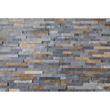 SAMPLE - Natural Stacked Stone Wall Cladding Panels - Rusty Black Stack