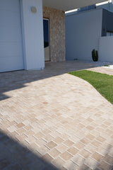 Travertine Cobblestone Driveway Paver - Natural Stone - Cream