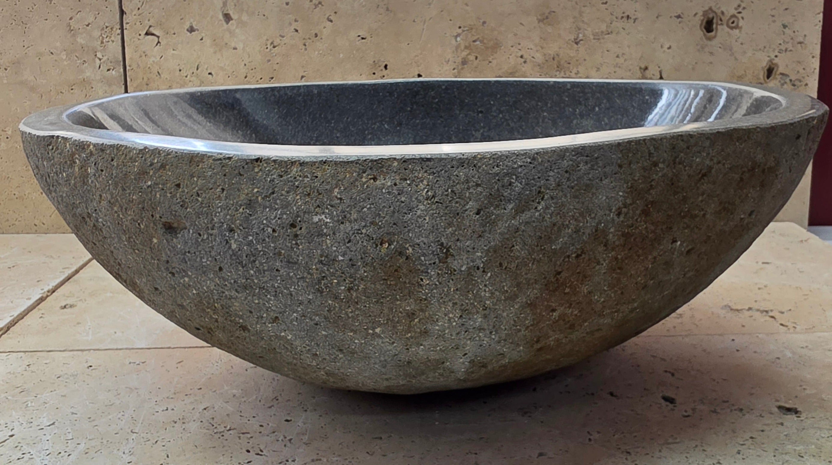 Handmade Natural Oval River Stone  Bathroom Basin  RS 2409126