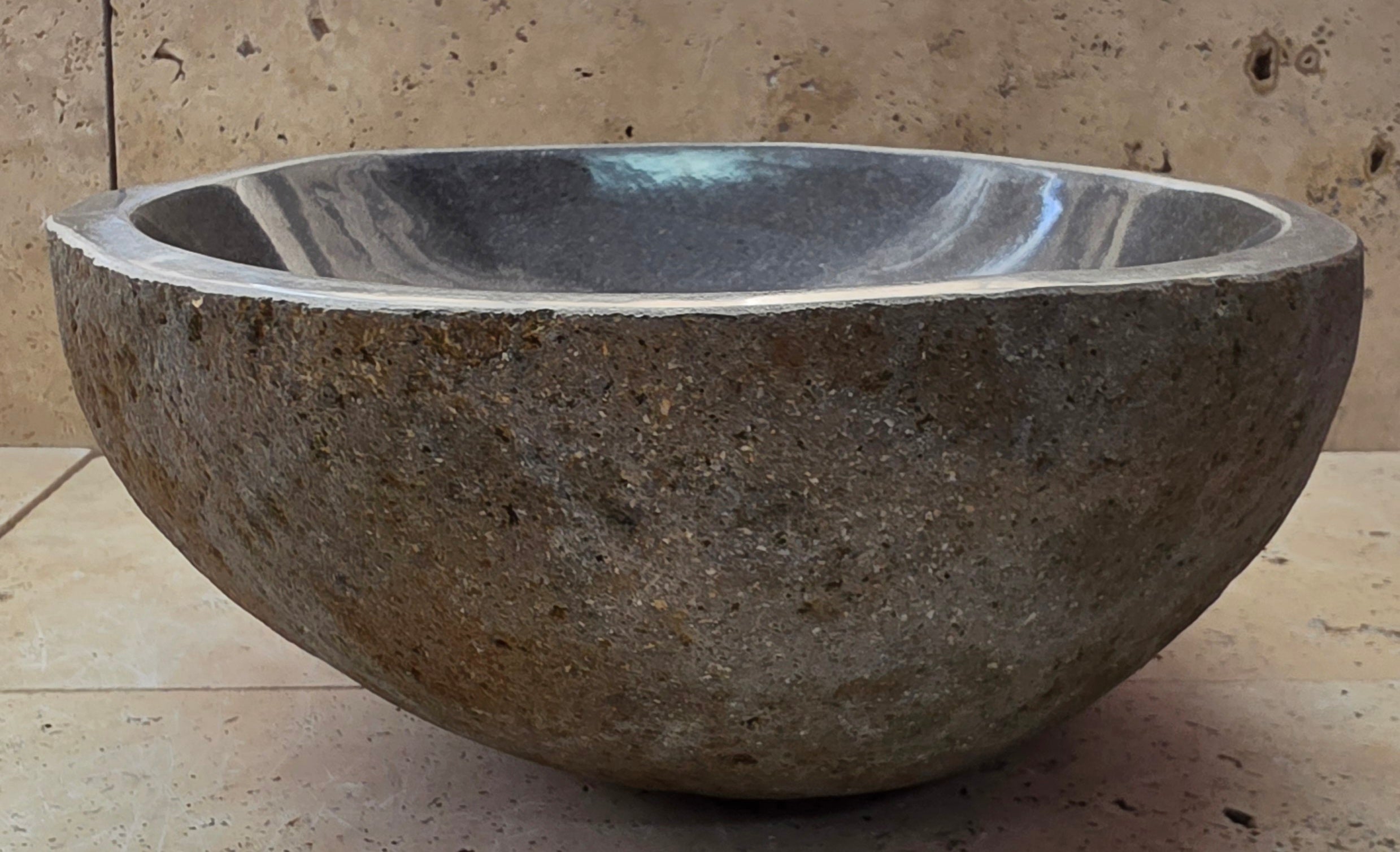Handmade Natural Oval River Stone  Bathroom Basin  RS 2409126