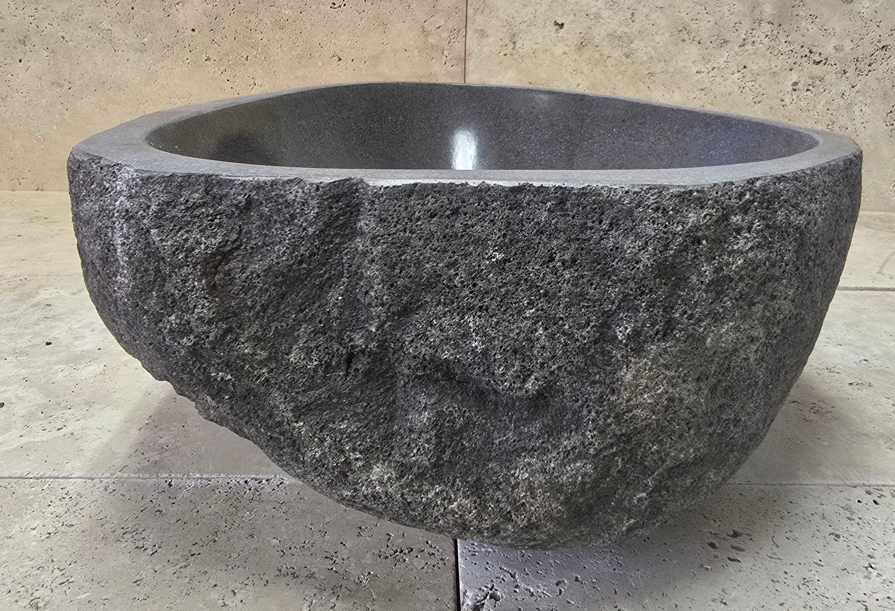 Handmade Natural Oval River Stone  Bathroom Basin  RS 2409086