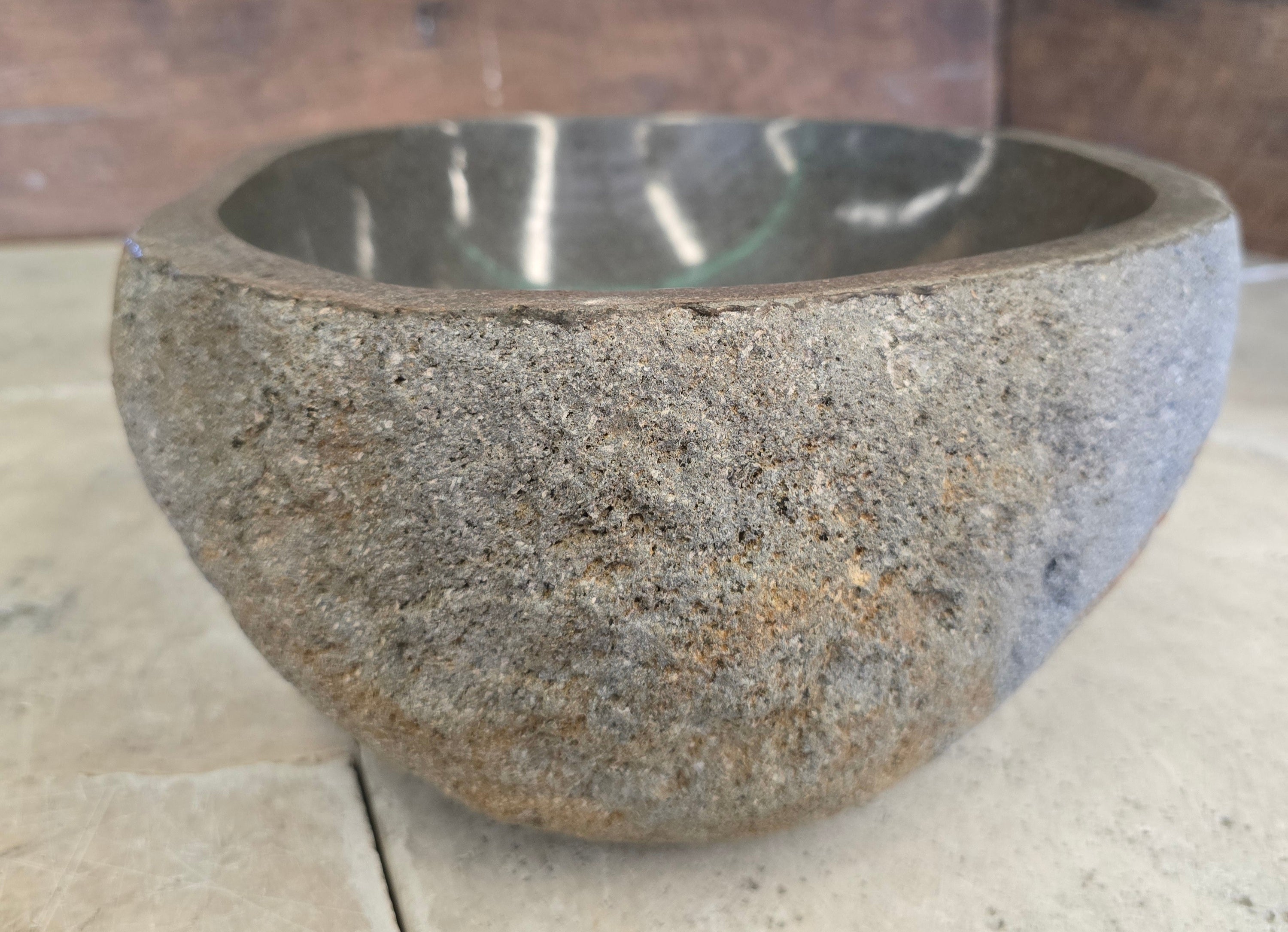 Handmade Natural Oval River Stone  Bathroom Basin  RS 2409058